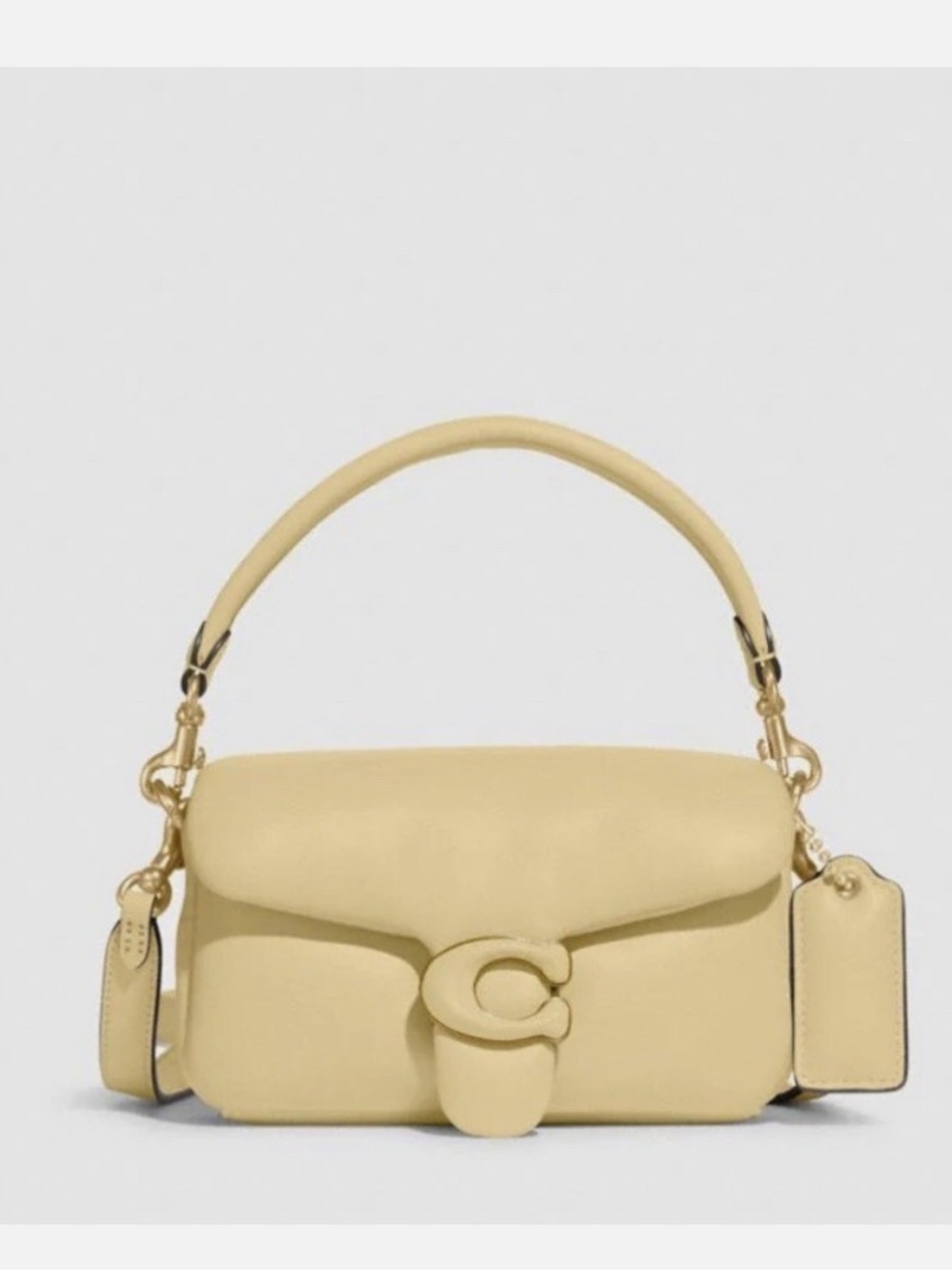 COACH Pillow Tabby Soft Nappa Leather Shoulder Bag 18, Vanilla/Butter Yellow